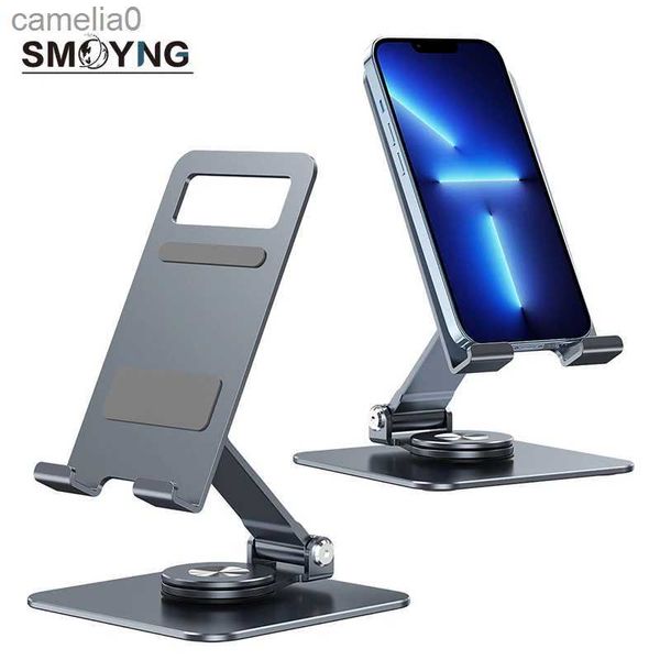 Tablette pc stands smoyng en aluminium Tablet Tablet Stand rotatif support de bureau Port pliable pour iPhone iPad Pro 12.9 support de montage de bureau 231225