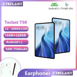 Tablet Pc Teclast T50 2023 11 2K Android 12 2000X1200 16Gb Ram 128Gb Rom Unisoc T616 Octa Core 4G Netwerk Type-C 18W Snel opladen D Dhqvw