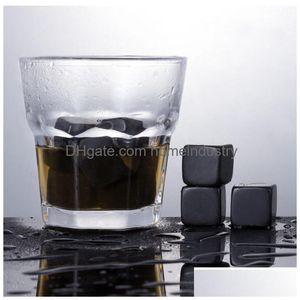 Casiers à vin de table 100 pierres de whisky naturelles Sip Ice Cube Whisky Stone Rock Cooler Cadeau Faveur Bar de Noël Icy Drop Deliv Dhj3N