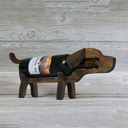 Botelleros de mesa para vino 28GF, portabotellas de madera, bonito estante con forma de perro y cerdo, organizador de almacenamiento de exhibición 274d