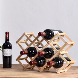 Casiers à vin de table pliants en bois haute endurance rouge s stockage s bouteilles organisateurs étagères d'armoire 230411