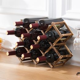 Racks à vin pour table pliant en bois pliant en bois 35610 bouteilles porte-rangers rouges Oranizers étagères armoire du support d'affichage 230812