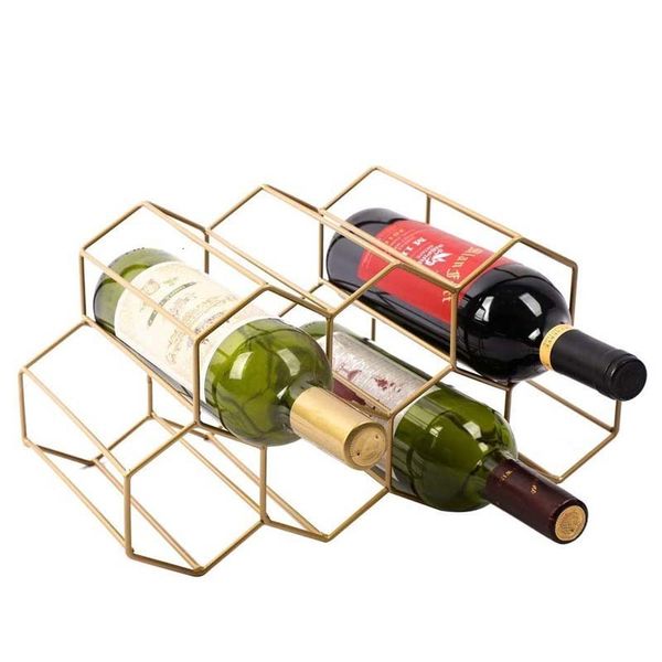 Casiers à vin de table Casiers à vin hexagonaux Design moderne Porte-armoires à bouteilles Supports d'étagère en bois Organisateur de rangement pour vitrine rétro 221121
