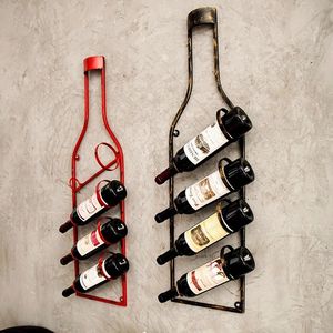 Porte-bouteilles de table Porte-bouteilles en fer suspendus bouteilles de cadre mural décoratif en métal accessoires de bar bars à la maison idées de champagne 221121