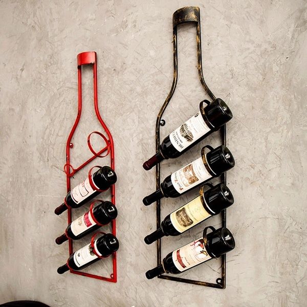 Casier à vin de table Fer suspendu rebord casier à vin bouteilles de métal cadre mural décoratif accessoires de bar bars à la maison champagne idées européennes 221121