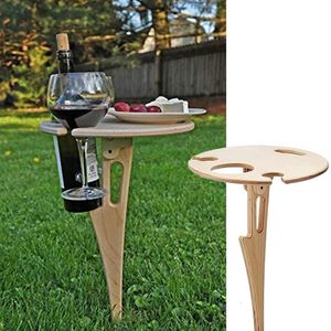 Estantes de vino de mesa Mini soporte plegable de madera Mesa roja portátil al aire libre para picnic Camp Party Garden Beach Estante de vidrio plegable Escritorio pequeño 230131