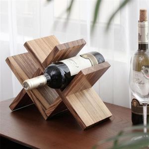 Casier à vin de table en treillis nordique, support de rangement en bois, support décoratif pour bouteilles en bois, accessoires de Bar, ornement artisanal Furn2914