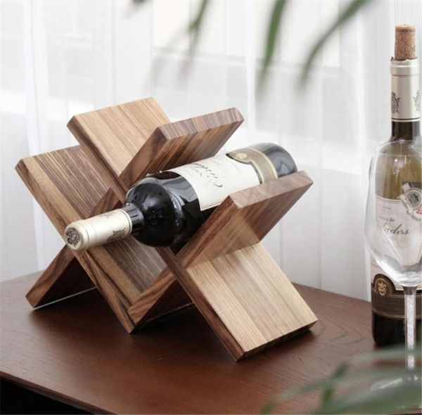 Racks à vin de table Nordic Lattice Wood Storage Dectorse Decorative Bottle Rest Rack Bar Bar Accessoires