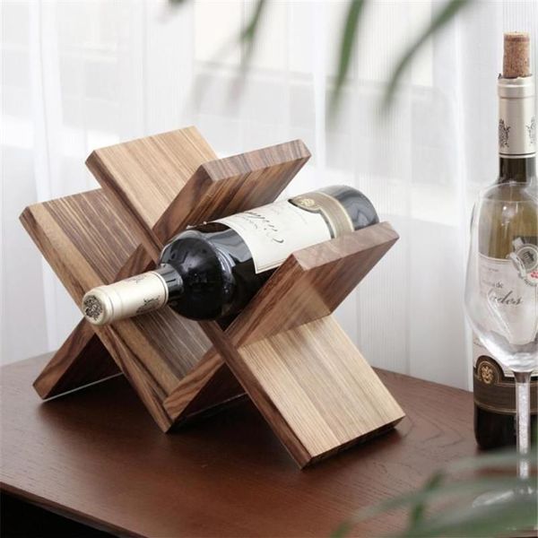 Estantes de vino de mesa, soporte de almacenamiento de madera de celosía nórdica, estante decorativo de madera para reposabotellas, accesorios de barra, adorno artesanal Furn221M