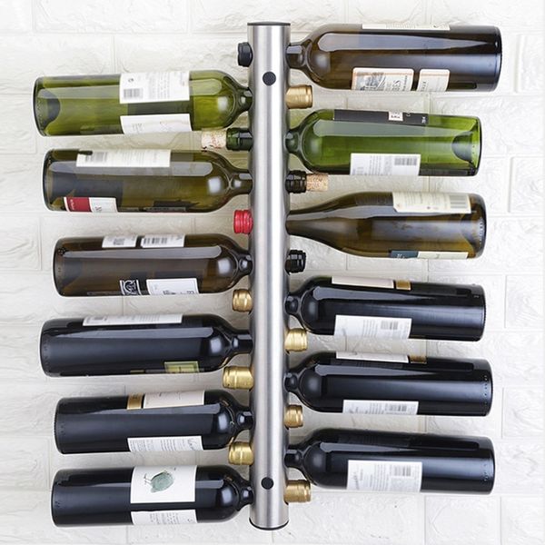 Botelleros de mesa para vino OOTDTY Diseño creativo Soportes para vino Acero inoxidable 8 Botellas Estante para vino Bar Soporte montado en la pared 425x5cm 221121