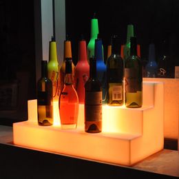 Tafelblad Wijnrekken Oplaadbare LED Kleur Veranderende 3 Niveaus Bar Plank Flessenrek Glorifier Houder Display Stand Drank Shelves289N