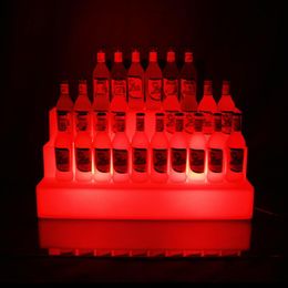 Casier à vin de table LED rechargeable à changement de couleur 3 niveaux étagère de bar porte-bouteilles porte-glorificateur présentoir étagères à alcool 325U