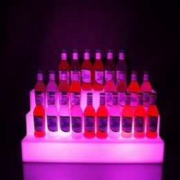 Casier à vin de table LED rechargeable à changement de couleur 3 niveaux étagère de bar porte-bouteilles porte-glorificateur présentoir étagères à alcool 178S