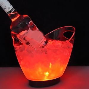 Porte-bouteilles de table transparent coloré lumière LED dégradé seau à glace bar bac à vin eau support de support de divertissement bouteille de vin en verre 221121