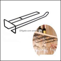 Tafelblad Wijnrekken Usef Iron Rack Glas Houder Opknoping Bar Hanger Plank Rvs Stand Papier Roll Drop Levering 2021 Keukenopslag