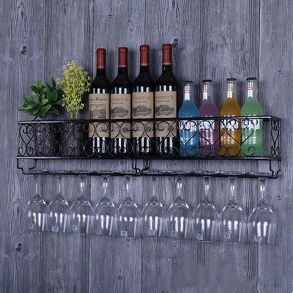 Porte-bouteilles de table Support mural en fer Porte-bouteilles en verre à champagne Étagères Bar Home Party Léger et solide Durable Design unique Décor 230131