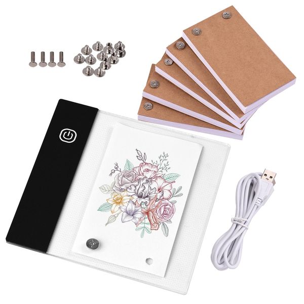 Tablettes Kit Flip Livre avec mini-pavé LED LED Conception de tablette Lightbox avec trou 300 feuilles Flipbook Paper Binding Vis pour le dessin