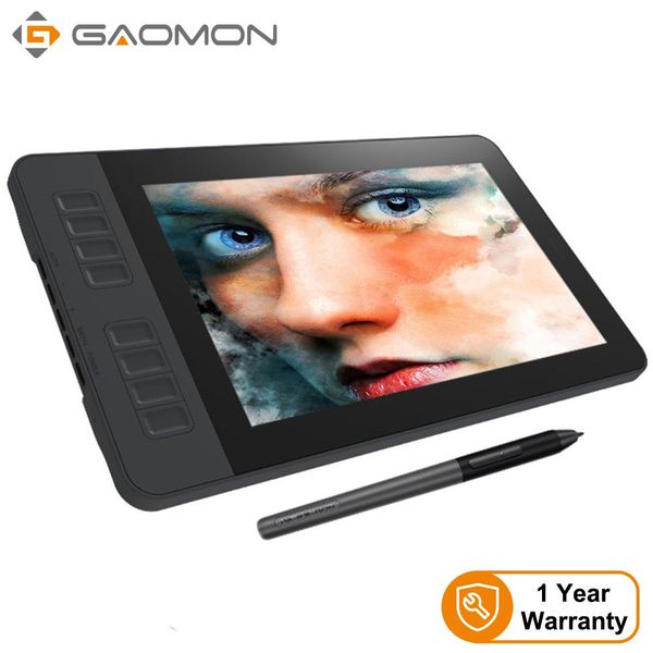 Tabletas Gaomon PD1161 IPS HD Gráficos Dibujo Monitor de tableta digital con 8 teclas de acceso directo 8192 Niveles Pen a la batería