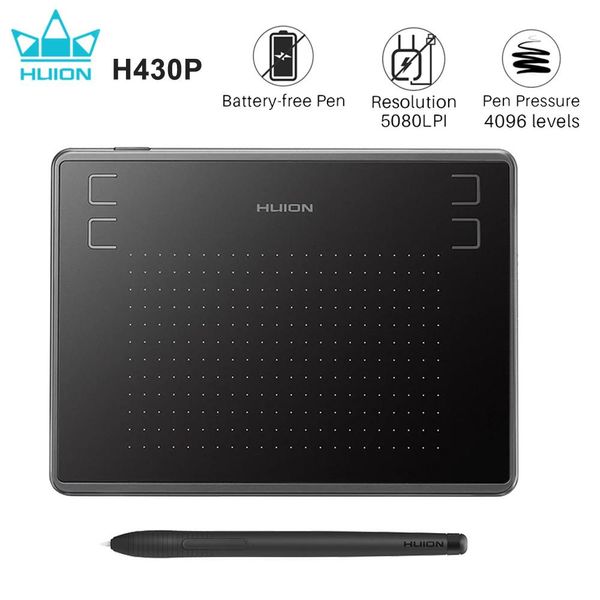 Tabletas Huion H430p Gráficos Dibujo tabletas digitales Tableta de lápiz Pen de lápiz OSU Tableta de lápiz de juego con lápiz óptico sin batería portátil