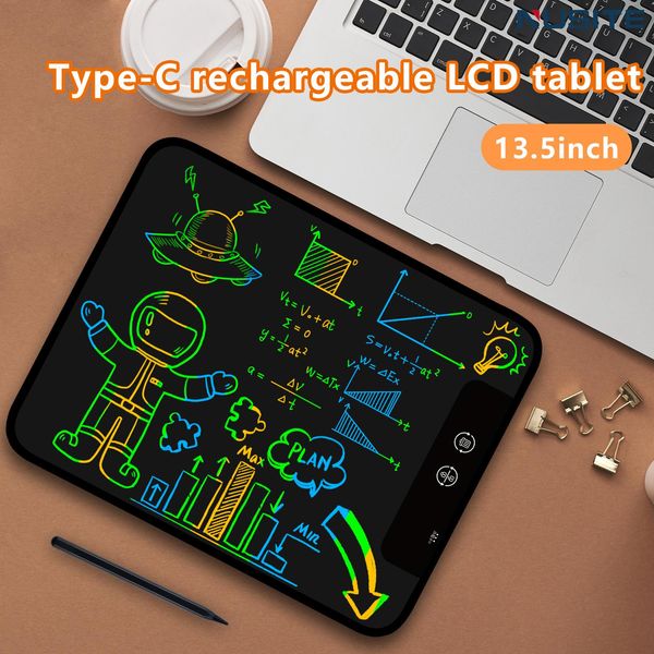 Tabletas Tableta de escritura LCD recargable para adultos Tablero de dibujo electrónico de 13,5 pulgadas Almohadillas de pintura de graffiti gráfico para niños Juguete educativo