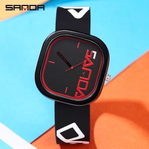 Tablettes Sanda's nouveau bracelet en Silicone pour hommes femmes montre à Quartz carrée Design créatif tendance horloge à Quartz montre de sport unisexe