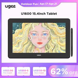 Tablettes UGEE U1600 15.4 pouce graphique Monitor de tablette 127% SRGB PEN AFFICHE 5080LPI Écran de dessin numérique Prise en charge Android Windows MacOS