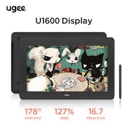 Tablets ugee U1600 grafische tabletmonitor met 15,4 inch HD -scherm 127%SRGB 5080LPI voor het ontwerpen van onderwijsondersteuning Android Windows MacOS