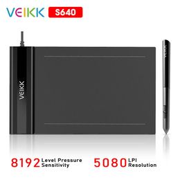 Tablettes Veikk S640 6 * 4 pouces graphiques Tablet numérique 8192 Niveau Battery Free Pen 5080 LPI Onetouch PEINTÉ MES