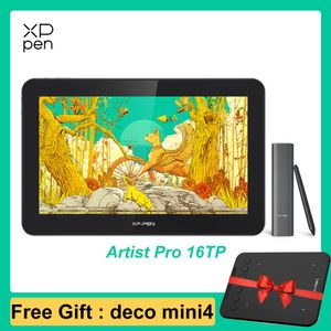 Tabletten XPPen Artist Pro 16TP 4K Ultra HD Graphic Monitor Multi Touch Drawing Display 15,6 inch Digitale tablet 8192 Niveaus BattytyFree
