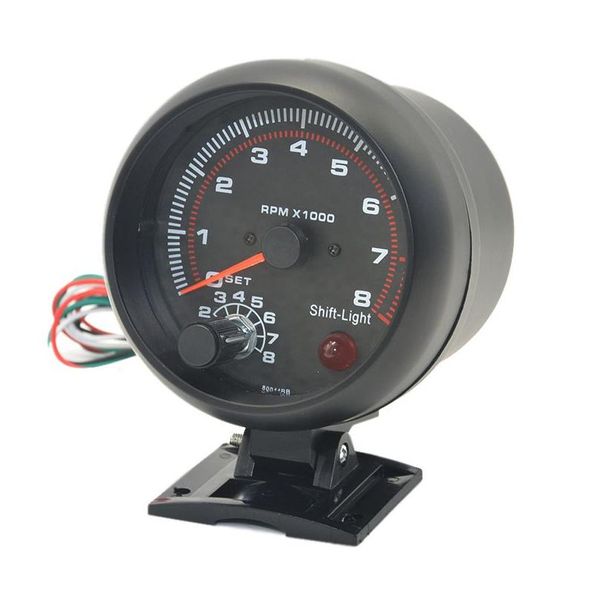 Tacómetro Dragon Gauge 3,75 pulgadas 95 mm Coche Luz negra blanca 0-8000 RPM para 4.6.8 Función de advertencia de cilindro Entrega de entrega Automóviles Mo Ot9Ue