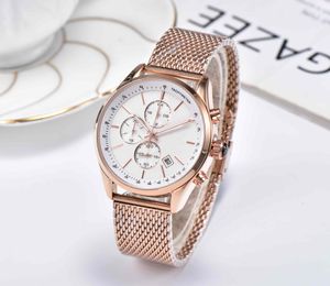 Tachiméter Rose Women Watch Designer Mens Watch Digital Round S acero inoxidable Pantalla de color sólido NUEVO calendario de 6 pines Reloj Correa de acero