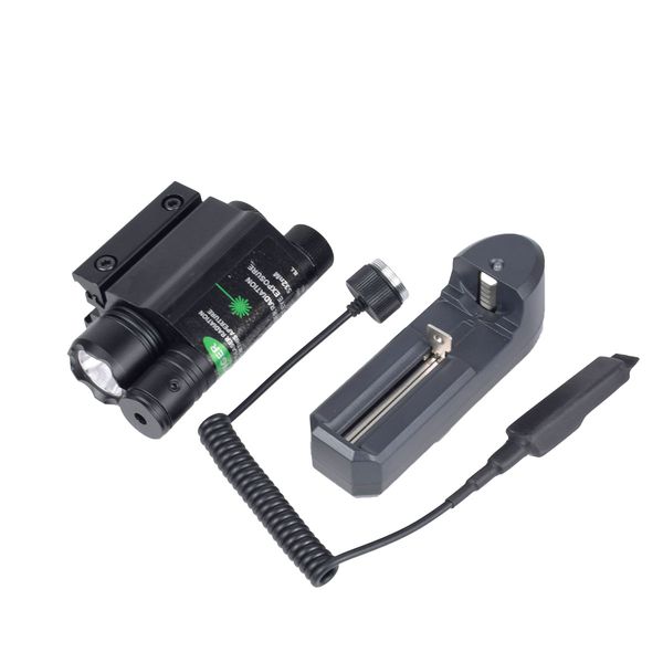 Tactical 2in1 LED Lampe de poche combo vert / laser à vue Laser Red Ensemble de rail Picatinny de 11 mm 20 mm