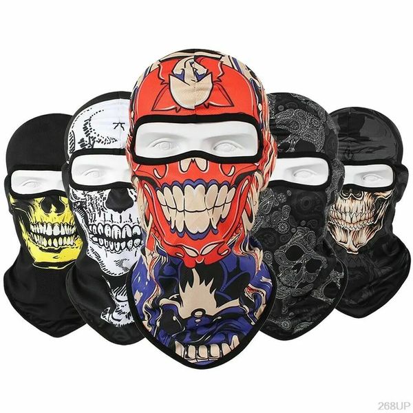 Tactique 3D fantôme imprimé cagoule Bandana Ski moto bonnet masque complet Halloween crâne masque 240108