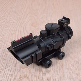 Tactische 4x32 ACOG Riflescope Picatinny Rail Optics Scope Fiber Voor Achter Iron Sight Voor Hunting Gun Rifle Sniper 4X Vergrootglas