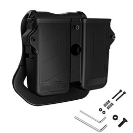 Bolsas tácticas de doble revista de 9mm para Glock 17 Beretta M9 M92 Colt 1911 caza Universal 9mm 40 45Mag Holster Mag Holster