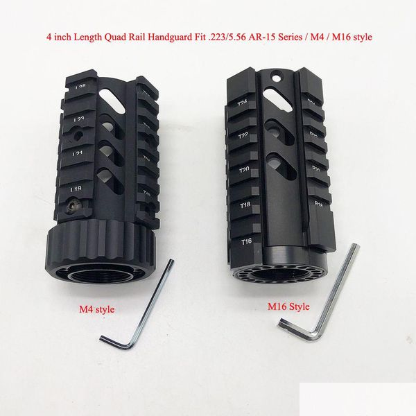Accessoires tactiques 2 types de garde-mains à quatre rails courts de 4 pouces de longueur, système de montage Picatinny, couleur noire anodisée, livraison directe DH42I