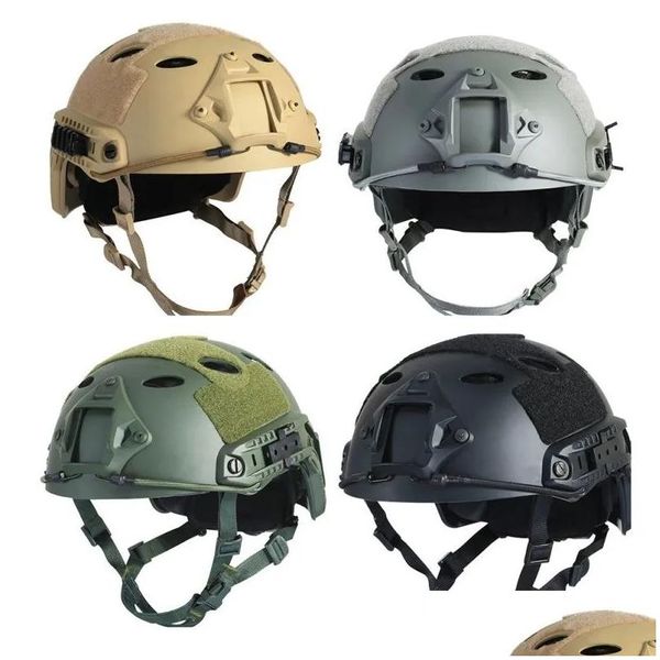 Accessoires tactiques Casque réglable rapide Haute qualité Protection Paintball Wargame Airsoft Cyclisme CS Rail Casques Chasse Drop Del Dhlnv