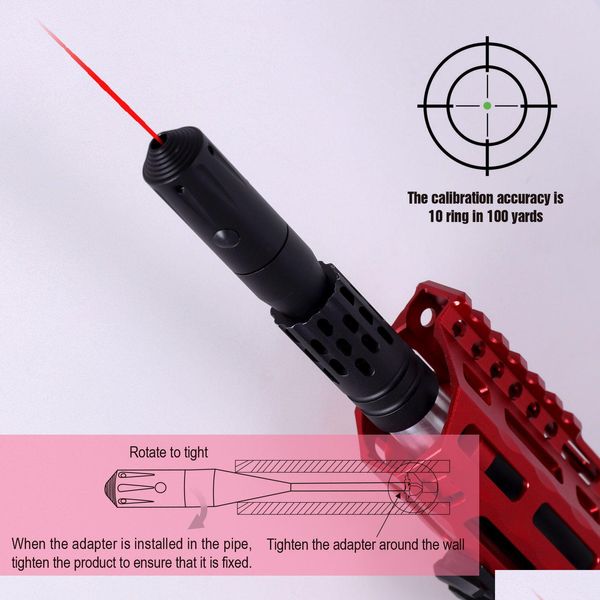 Accesorios tácticos Trirock Hunting Red Laser Boresighter Kits para calibre .177 a .78 Mira telescópica con interruptor de encendido y apagado Drop Dhxqf