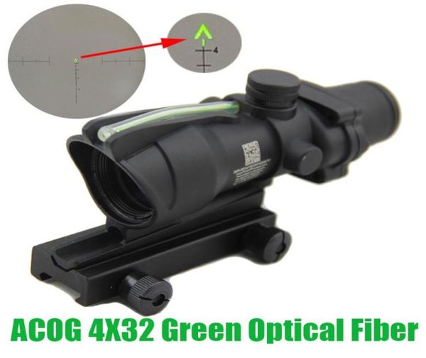 Rifle de caza táctico ACOG 4x32 de fibra óptica, Rifle tejedor de fibra iluminado rojo o verde, Scope1087814