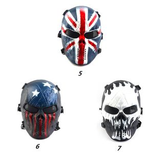 Tactique Airsoft Paintball casque masques CS jeu Protection complète du visage crâne masque de fête casque armée jeu en plein air en métal maille bouclier oculaire costumes masques