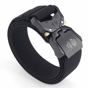 Tactische riem snel release legerstijl gevechtsbanden zwarte mannen nylon militaire tailleband buitenjacht sportaccessoires 125 cm 220811