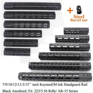 Tactical Black 7 9 10 12 13 5 15 inch Keymod M-lok Handguard Rail Float Mount Systeem met Stalen Vat Nut2571291B