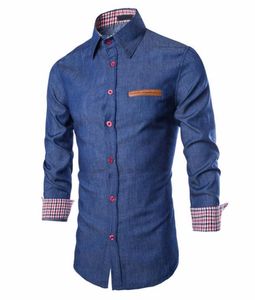Tactische zakelijke denim shirt mannen casual jeans overhemd camisa sociale masculina slank fit blouse herfst lange mouw blusas8549655
