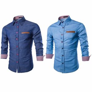 Tactische zakelijke denim shirt mannen casual jeans overhemd camisa sociale masculina