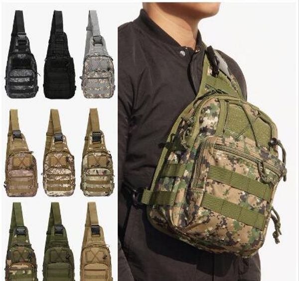 Sacs de poitrine de camouflage tactique Camping en plein air Sac de randonnée Sac à bandoulière unique Sac de rangement pour vélo Camo Sac de sport Diagonal Package WY090