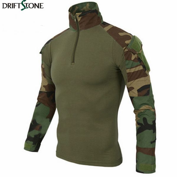 Tactique Camouflage T-shirt Uniforme US Army Combat t-shirts Cargo Woodland Paintball Militar Tactique Vêtements