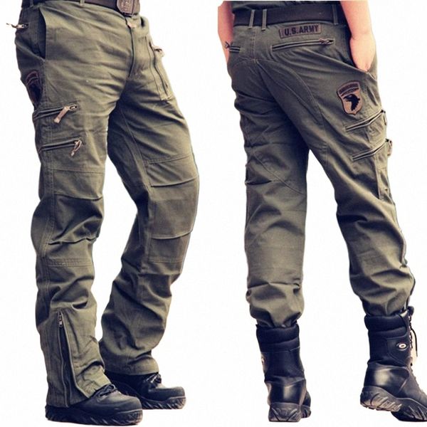 Pantalon cargo tactique 100% Pantalon de travail Cott 101st Airborne US Army Vintage Air Assault Multi poches Pantalon de jogging C7RV #