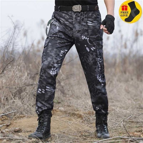 Pantalon cargo tactique hommes militaire noir python camouflage pantalon de combat armée travail pantalon de chasse joggeurs hommes pantalon homme 211110