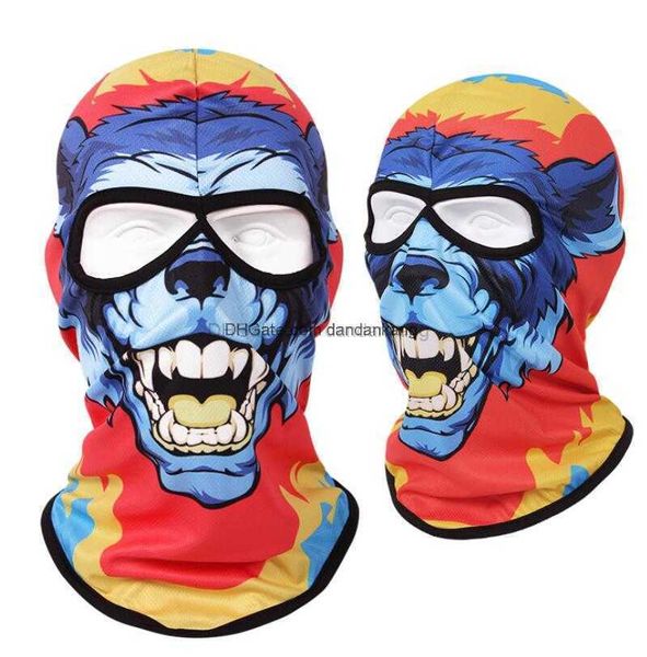 Tactique Diable Masques Impression 3D Tête d'animal Capuche chapeau Halloween Party faveur costumes cosplay Masque facial prop Été UV-protection Cap Cyclisme Équipement De Protection