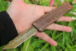 Cuchillo táctico de imitación de dinosaurio, árbol 161 con patrón de madera de Damasco, bolsillo de doble acción, plegable, hoja fija, herramienta de supervivencia Edc para pesca